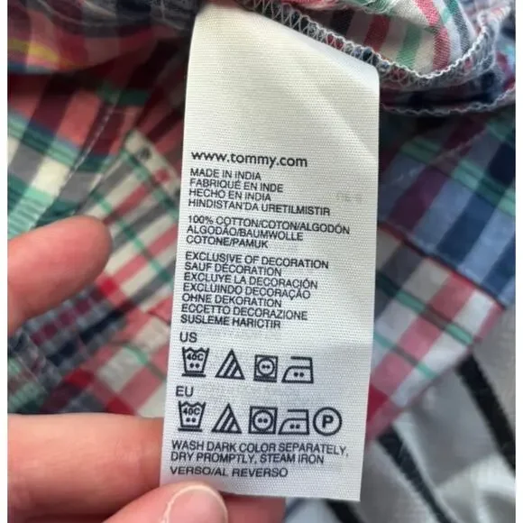 Tommy Hilfiger Women Petite S Plaid Shirt Casual Black Multicolor - Picture 4 of 10